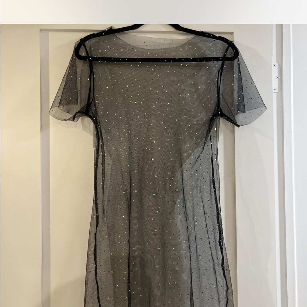 Black Sheer Glitter Dress